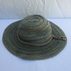 Kallina olive straw leather band hat O/S
